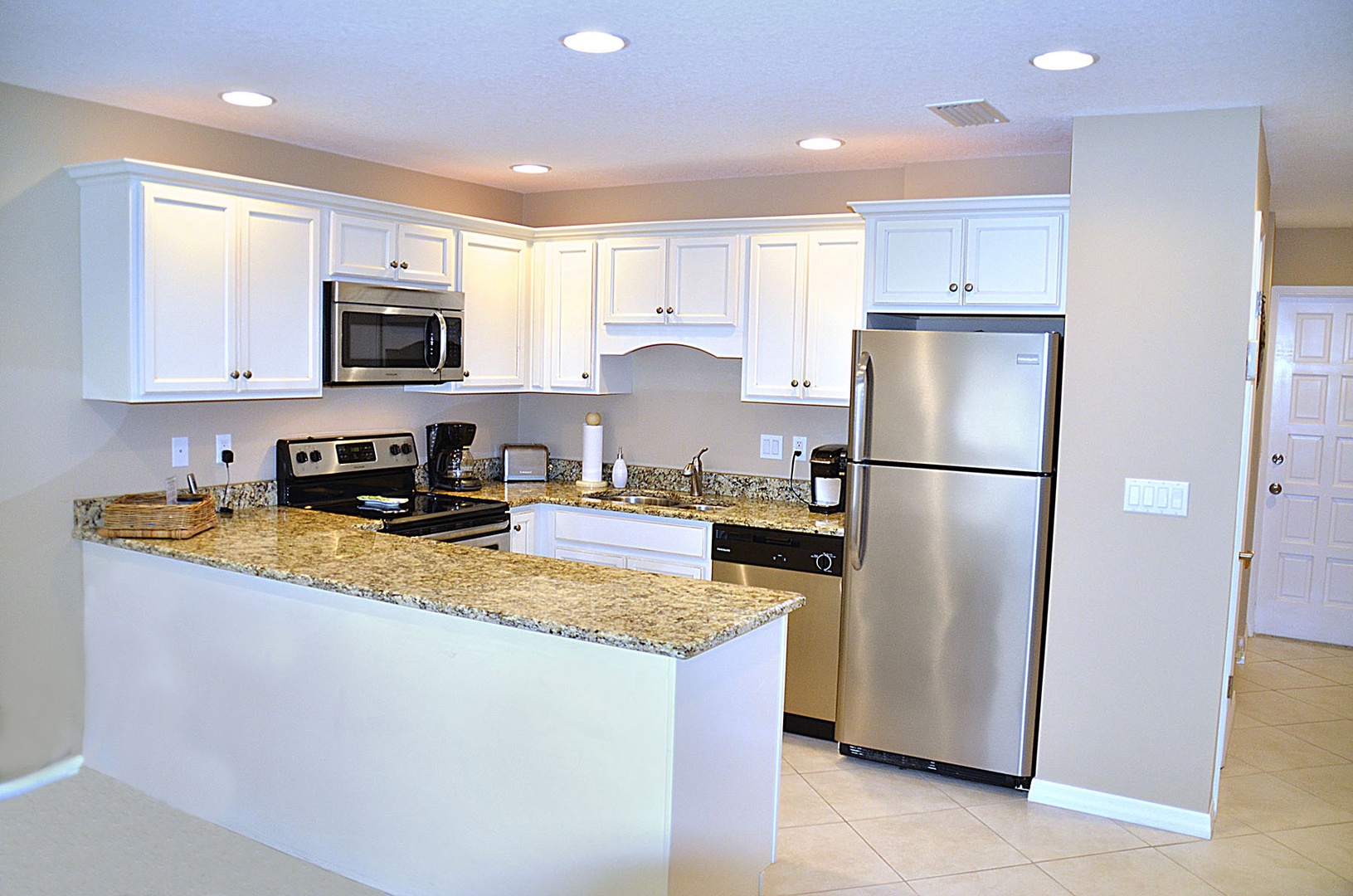 Kitchen with with granite counter tops