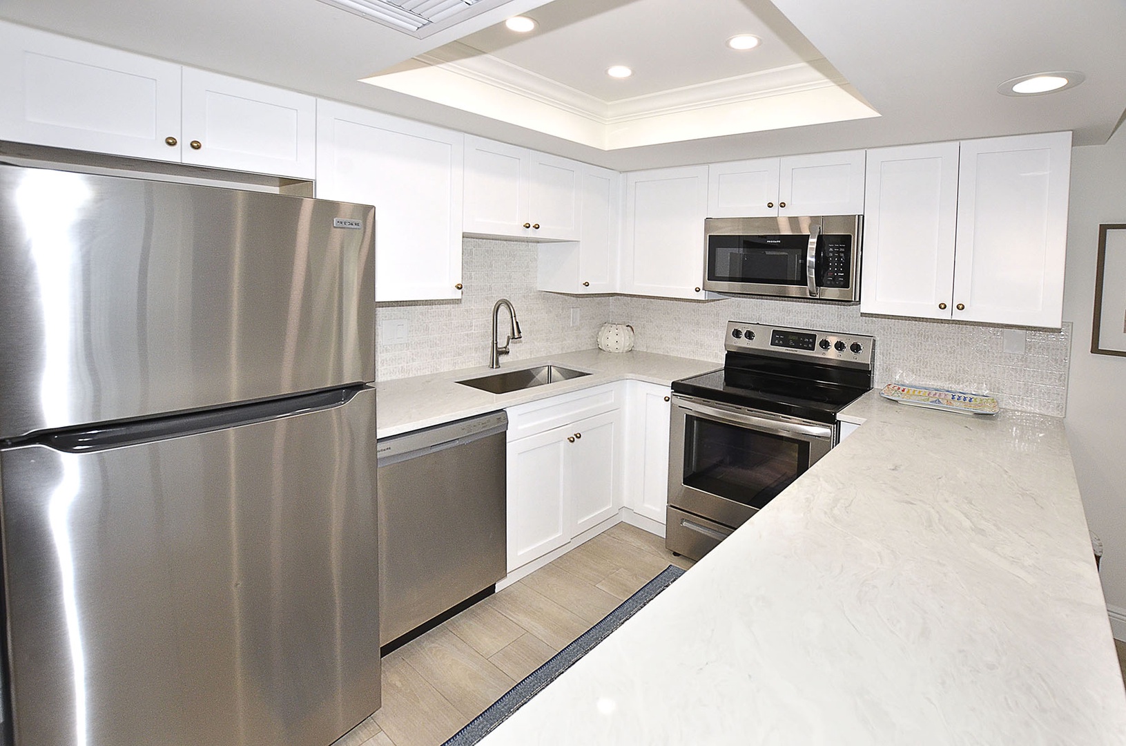 Kitchen with recessed lighting