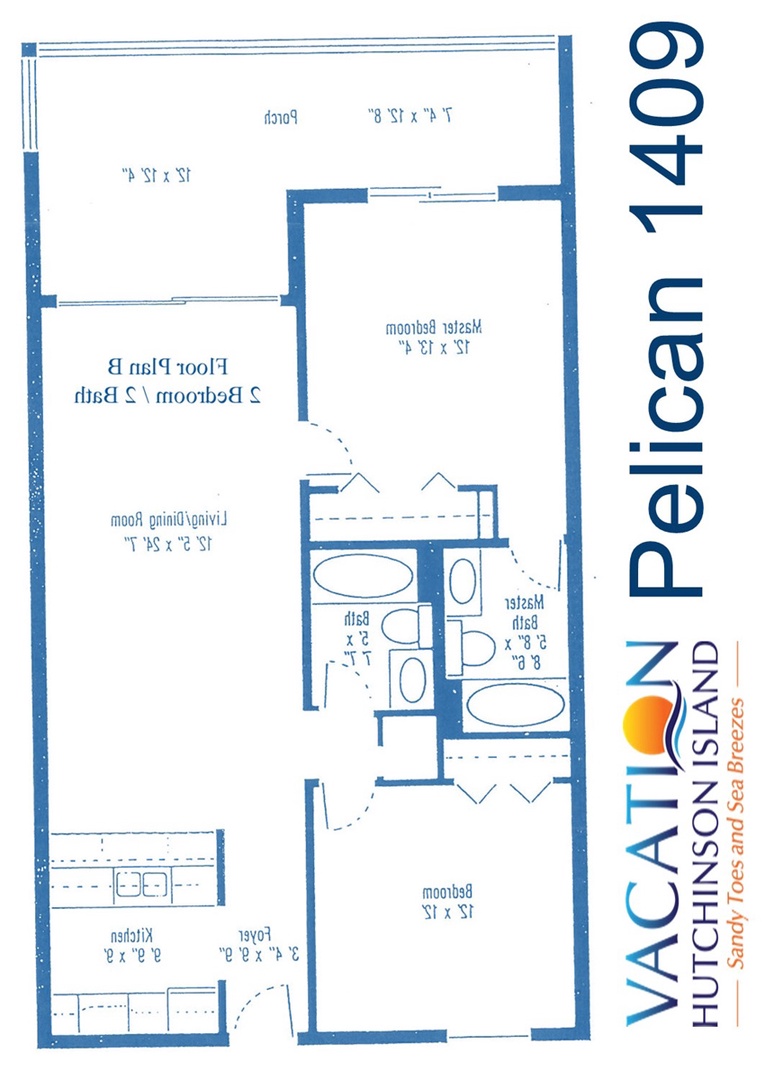 Floor Plan Paradise Oasis (Mirror Image Reverse to display correct layout in this building location