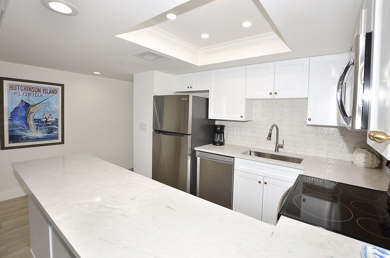 Kitchen with stainless steel appliances