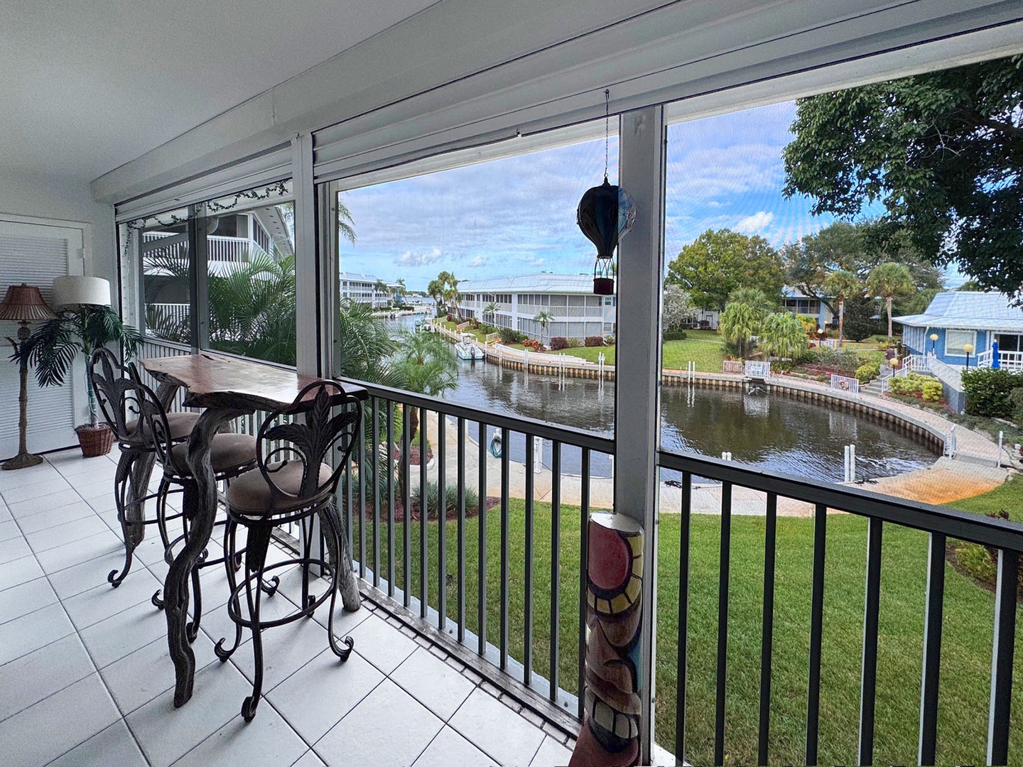 Balcony View overlooking boating canal to riverfront
