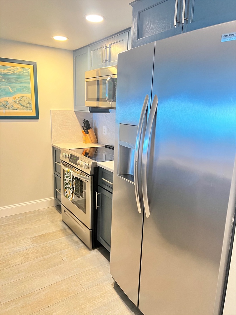 Kitchen with stainless steel appliances