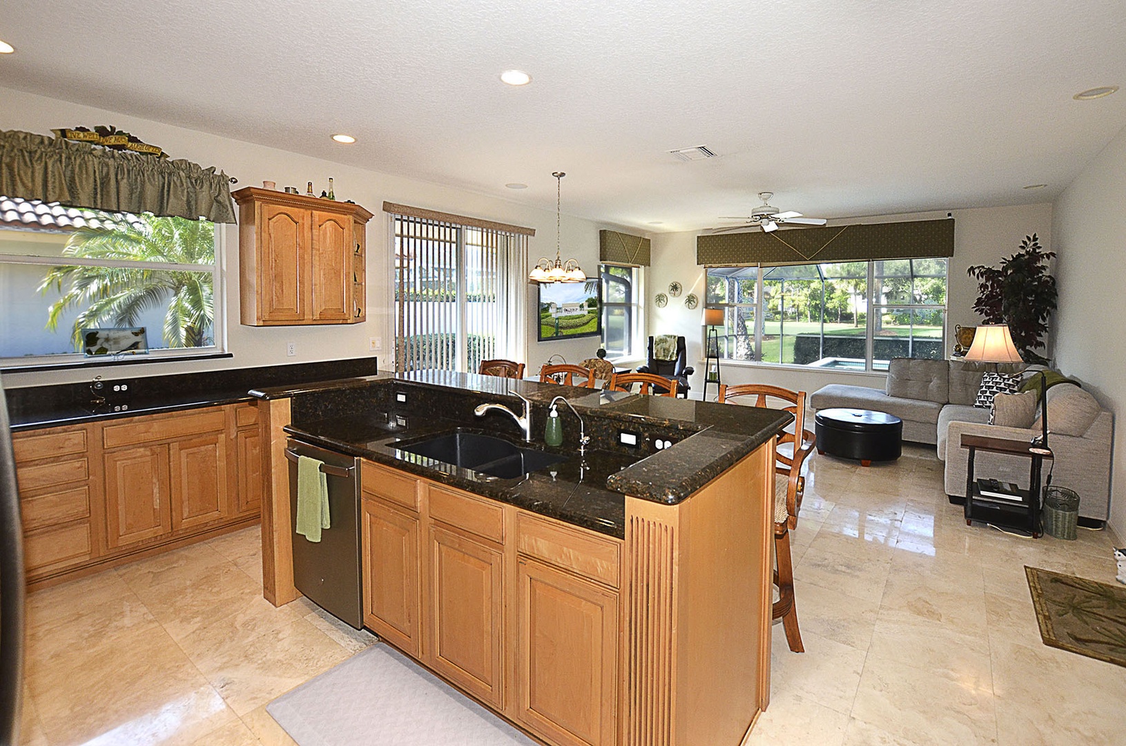 Kitchen open to Family Room