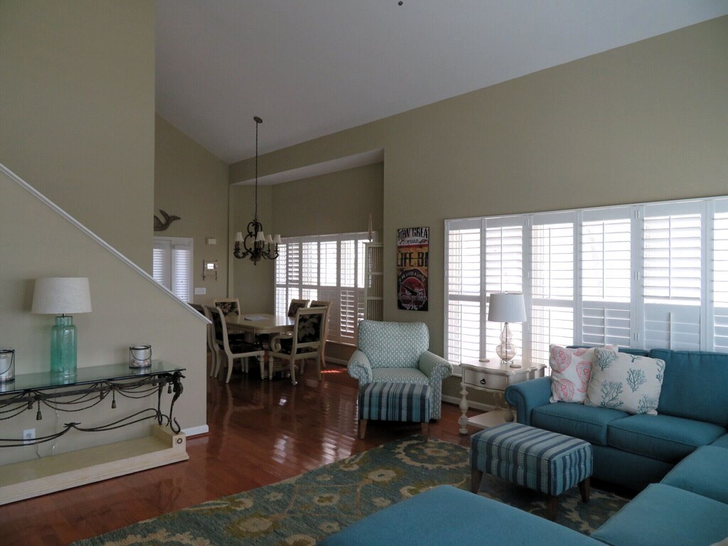 family room and dining room