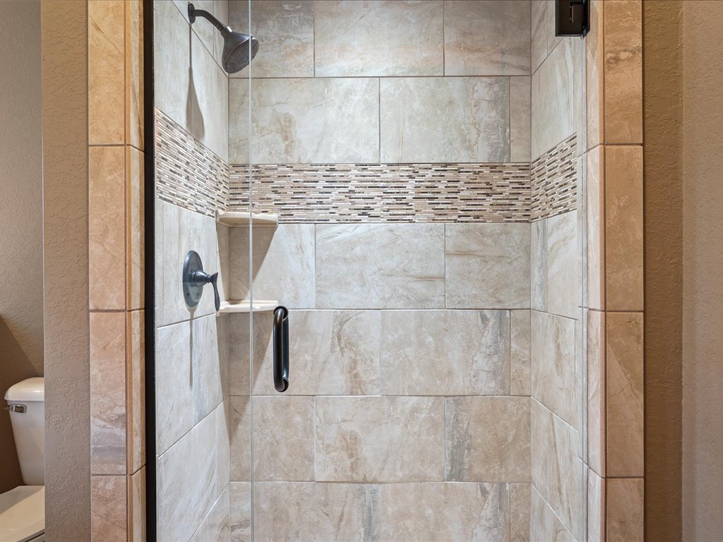 walk-in tiled shower