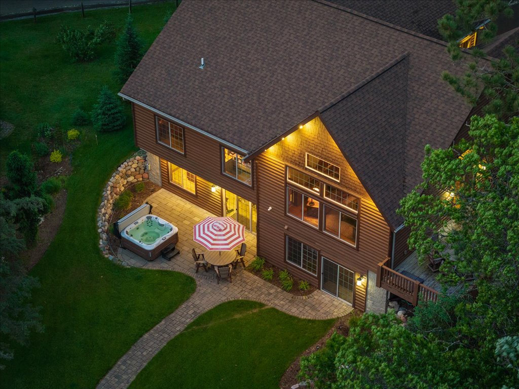 Back yard patio at twilight.