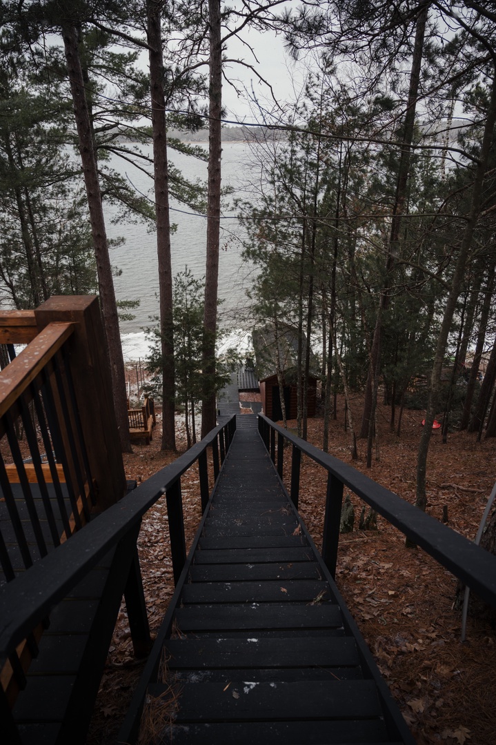 Stairs to Lake, Boathouse and Sauna