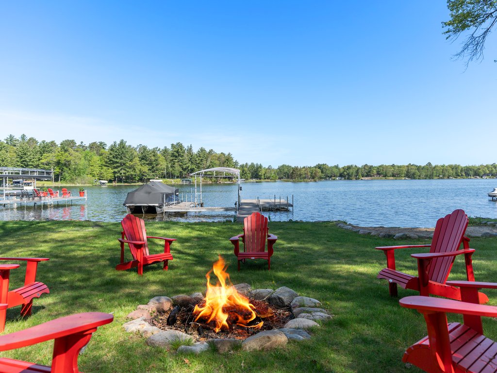 Gather around the lakeside fire pit