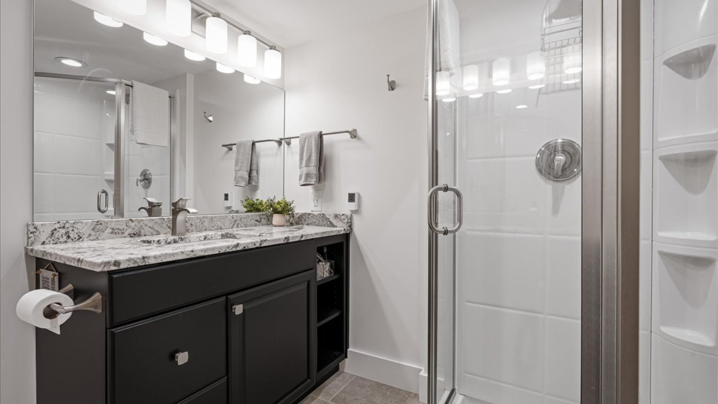 Lower level bath - heated tile floor