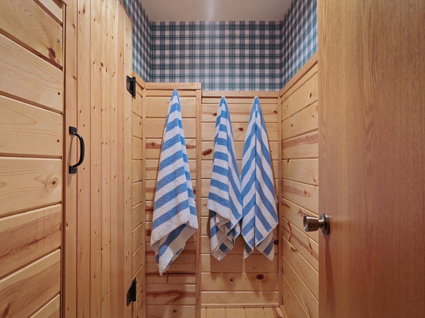 Indoor sauna on the lower level.