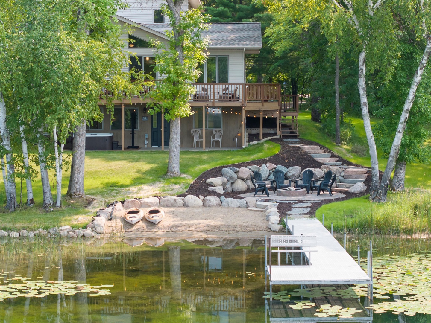 View of the full backyard from the lake.