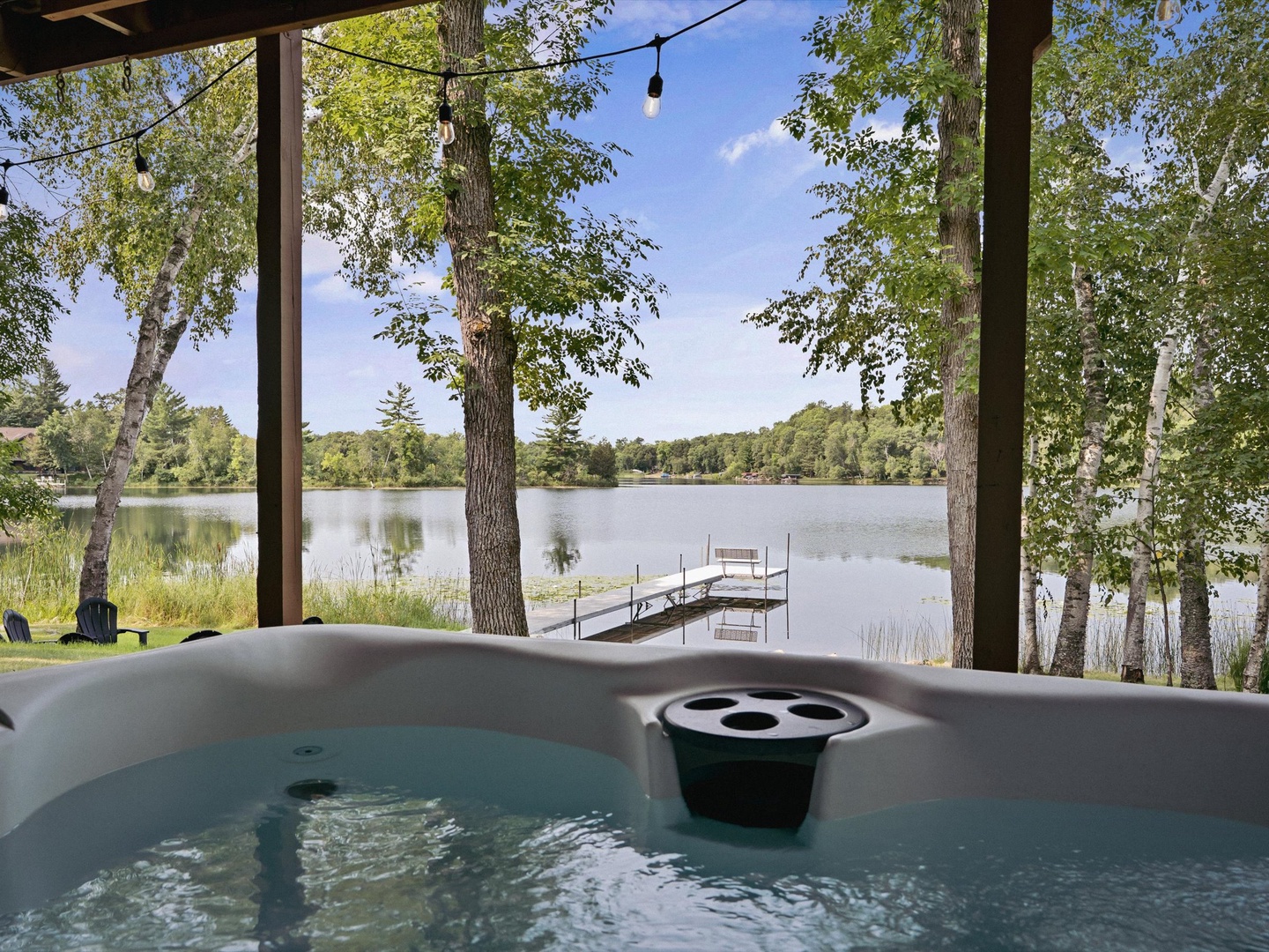 View of the lake from the hot tub.