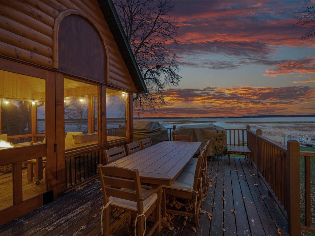 Twilight of the deck area