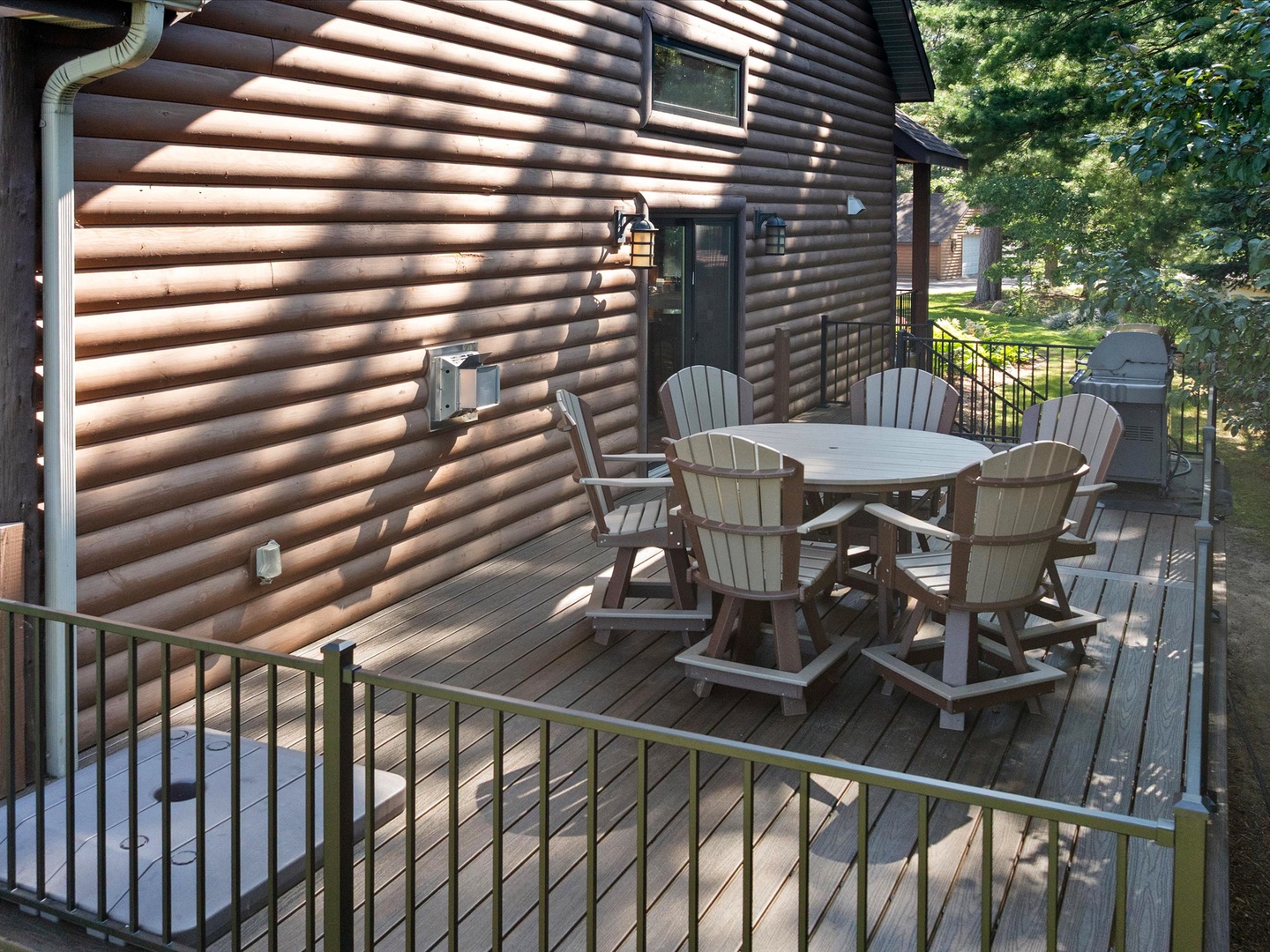 View of deck and patio seating.