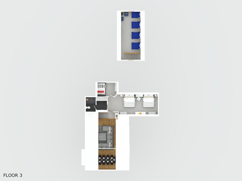 Upper levels - bunk room + family suite