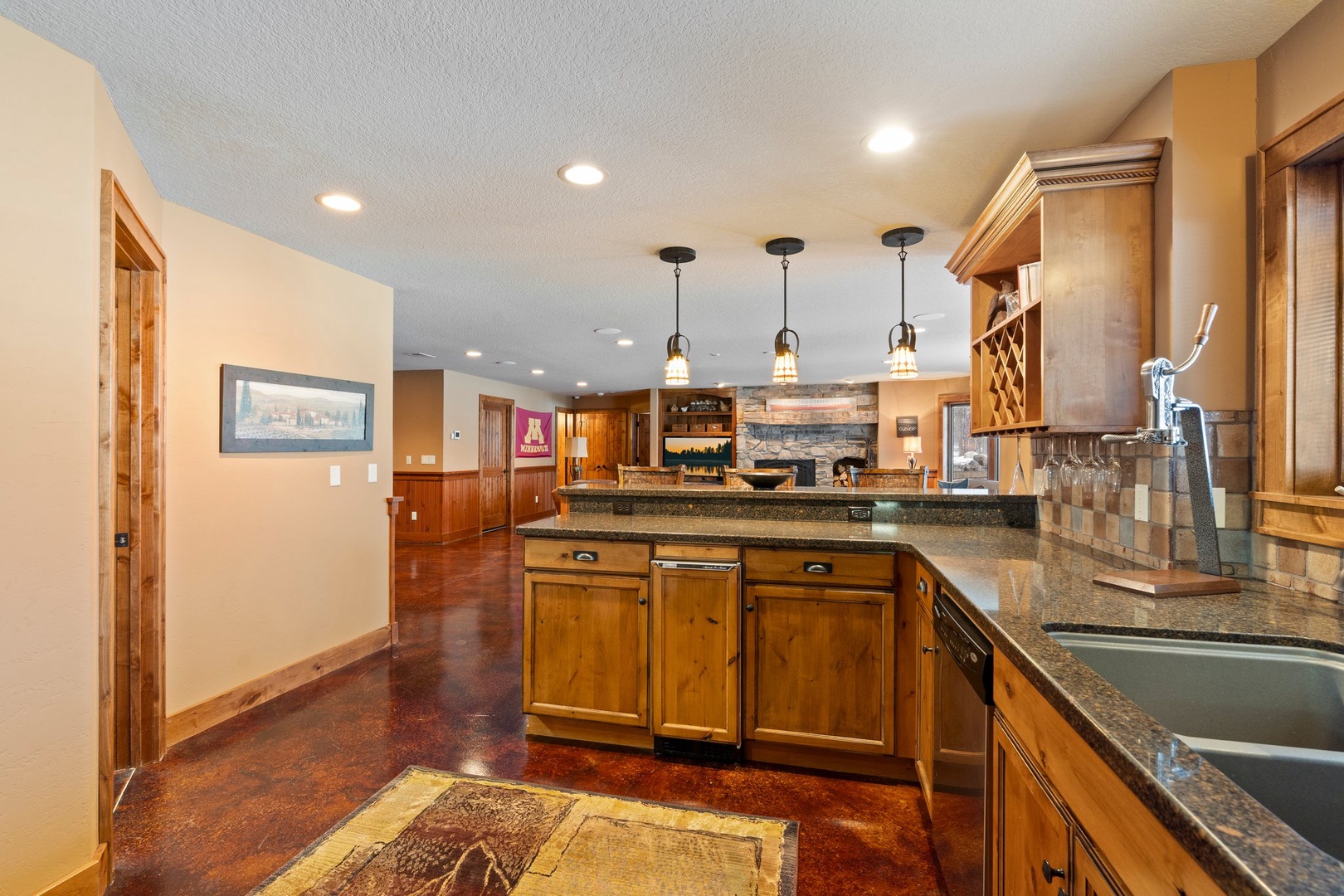 Lower Level Kitchen for Access to Front Lawn and Game Nights