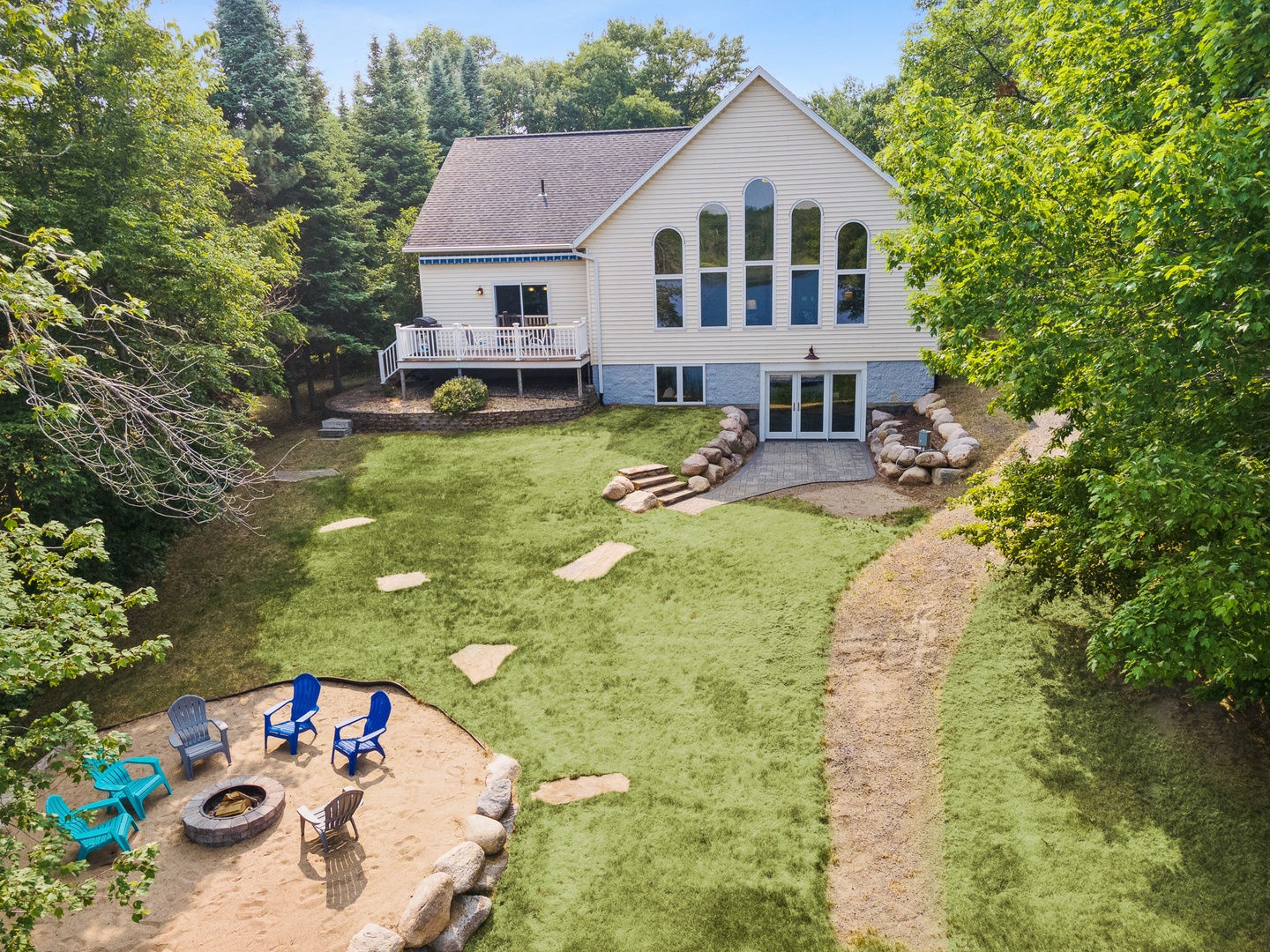 backyard with firepit