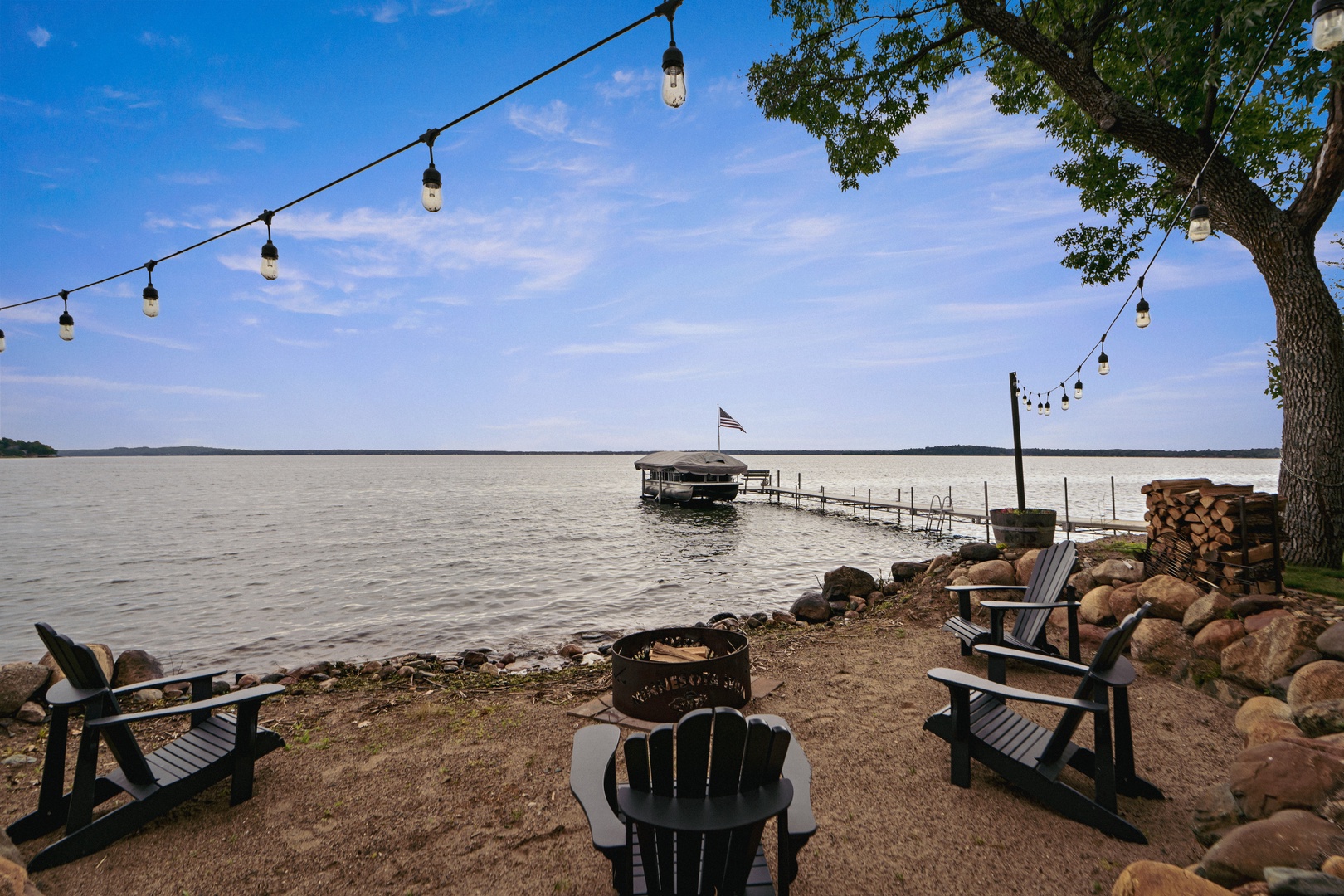 Fire pit overlooking the lake.