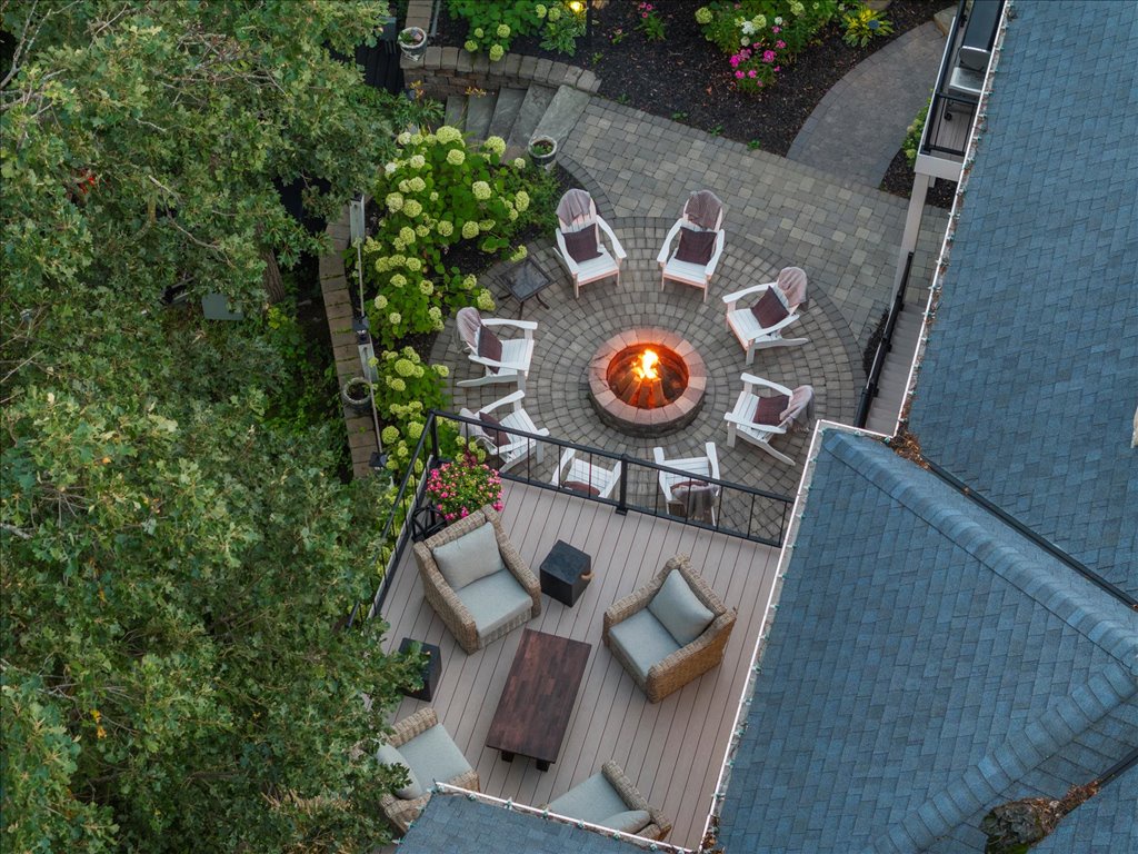 Aerial of multi level deck and Patio