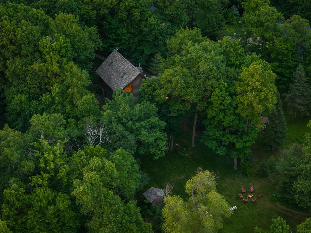 Aerial View of Lawn and Firepit