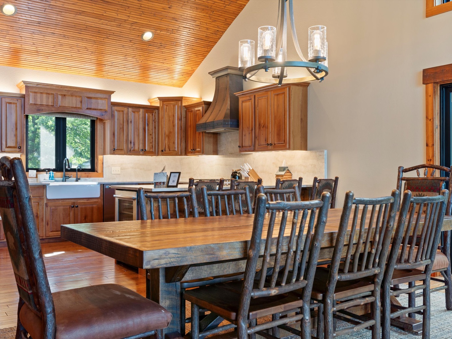 Dining room and kitchen.