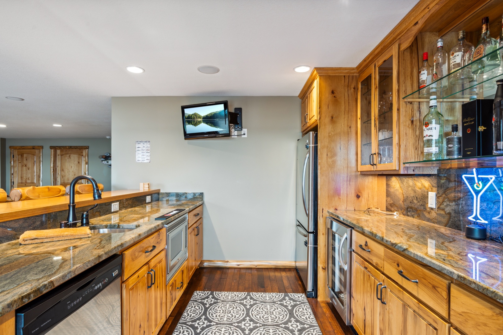 Bar Area + TV + Wine Fridge