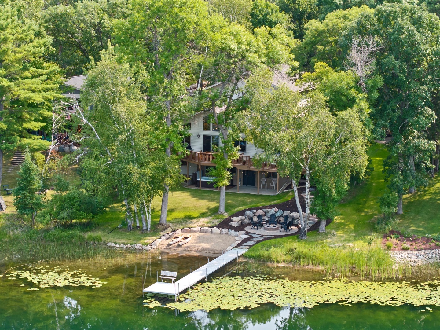 Aerial view overlooking the backyard.