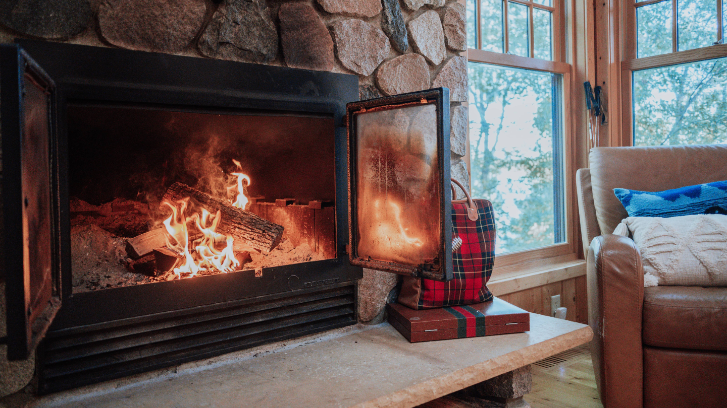 Wood burning fireplace