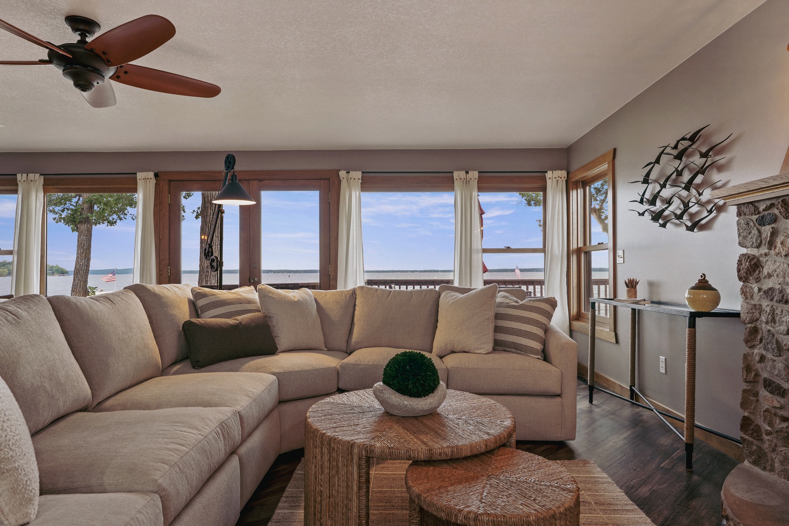 Lakeside views from living room.