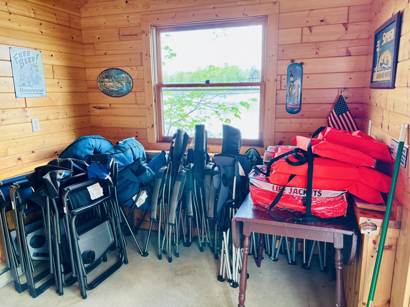 Boat house Storage- Extra Seating + Life Jackets