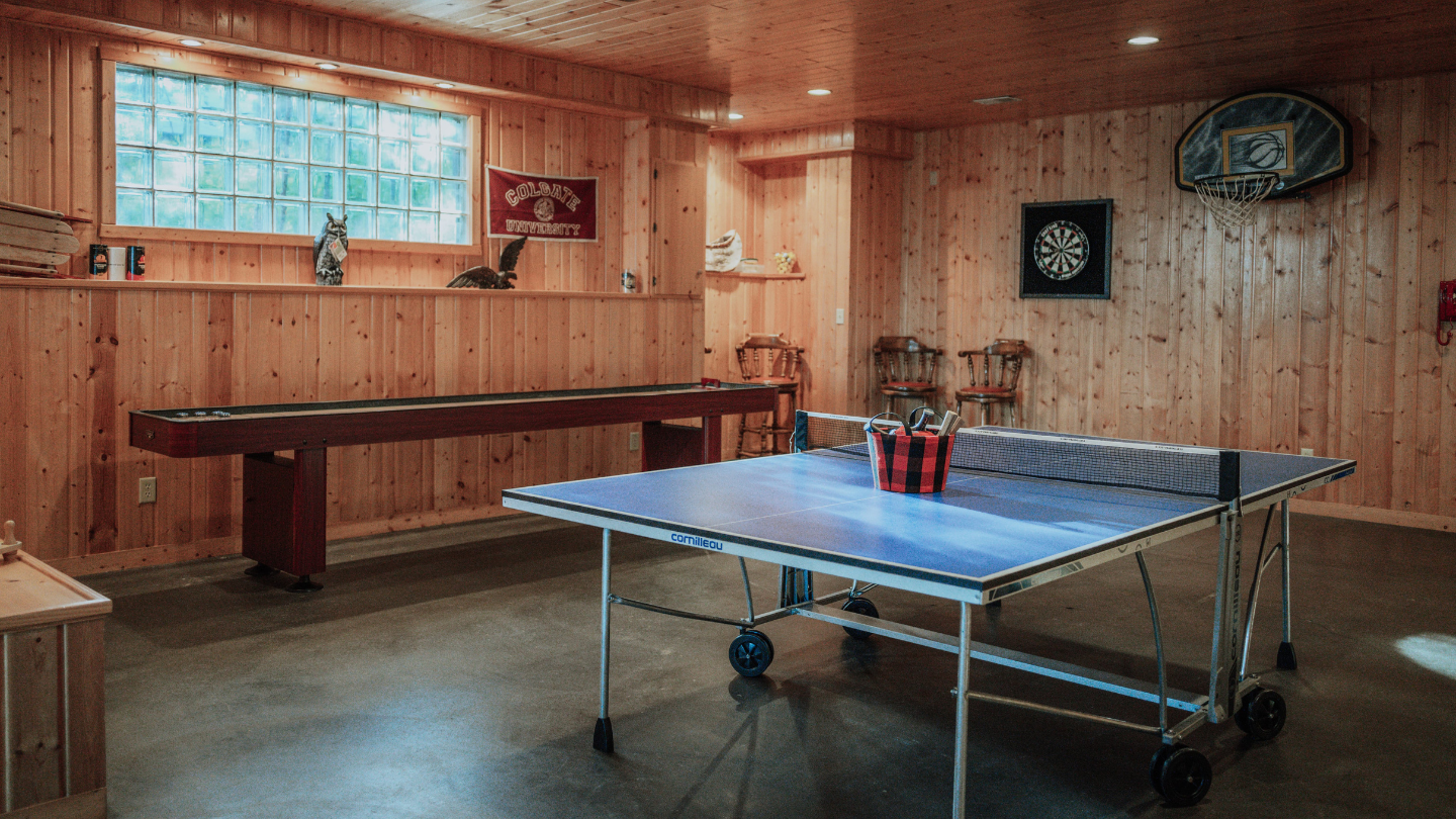 Game room - shuffle board, ping pong, putt golf, dart board