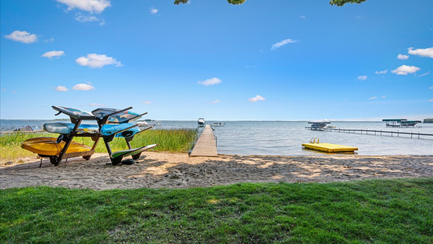 Waterfront, swimming beach, kayaks, paddle boards