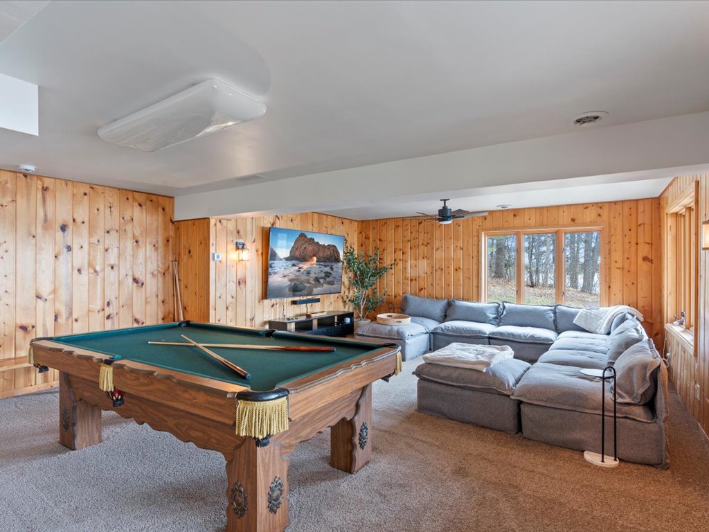 Lower Level Rec Room; Pool Table + 65" Smart TV
