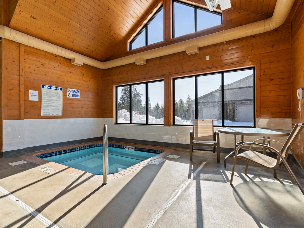 Soak your winter stress away in this cozy indoor hot tub