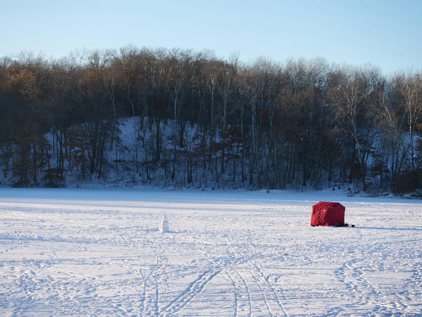 Ice Fishing "villages" show up on the lake everyear