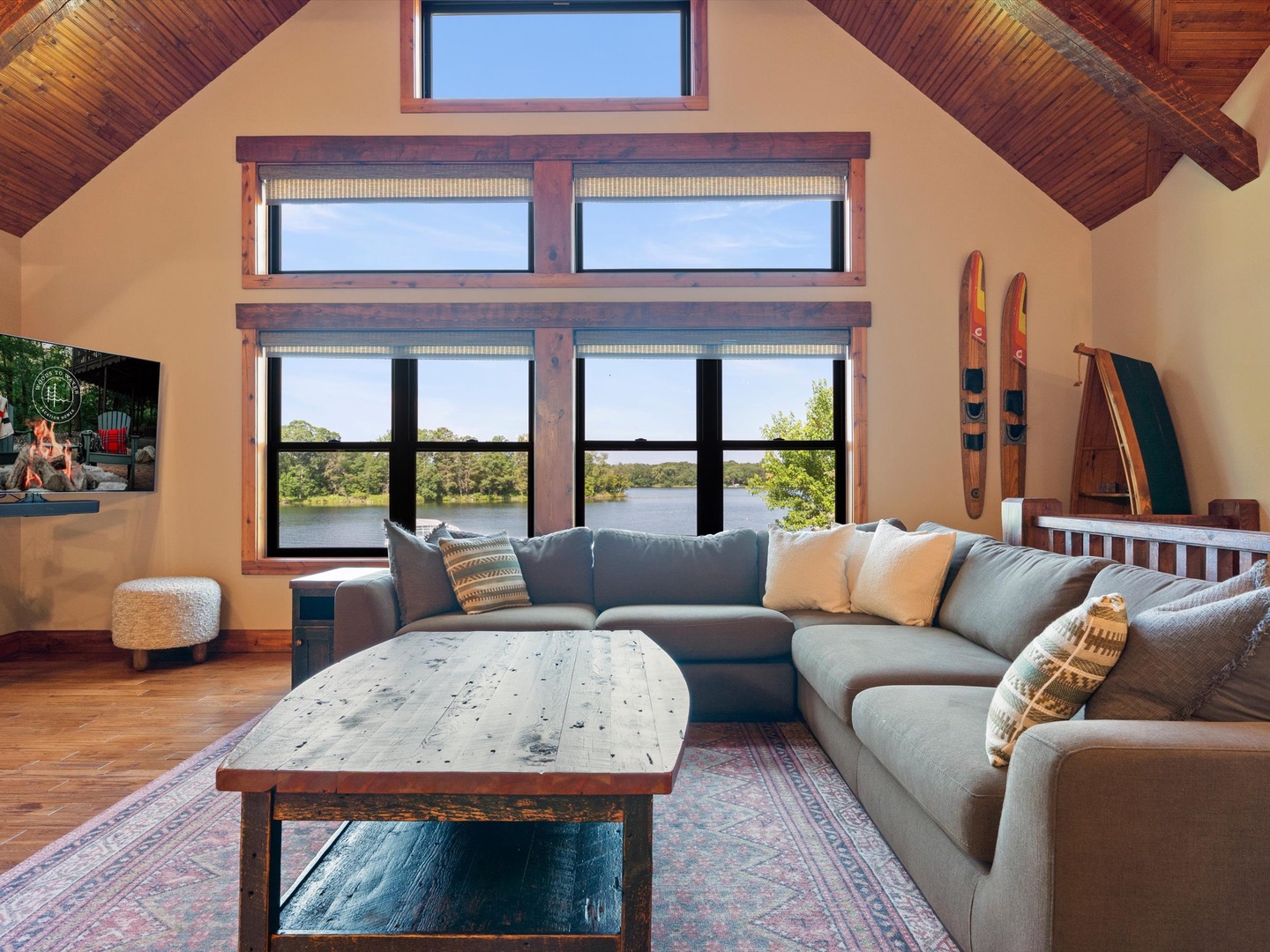 Living room with view of the lake.