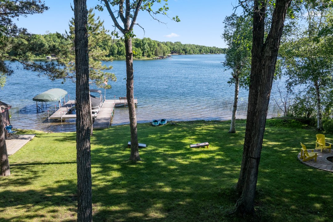 Expansive waterfront lawn for games and relaxing.  Great place to launch kayaks, swimming and dock available to tie a boat.