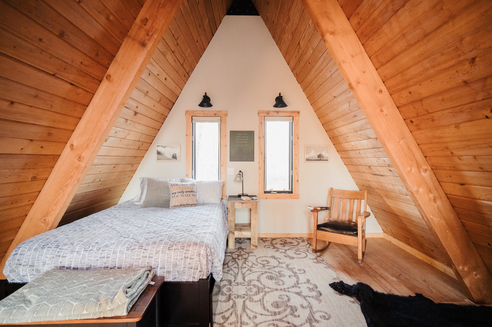 loft bedroom w/ rocking chair