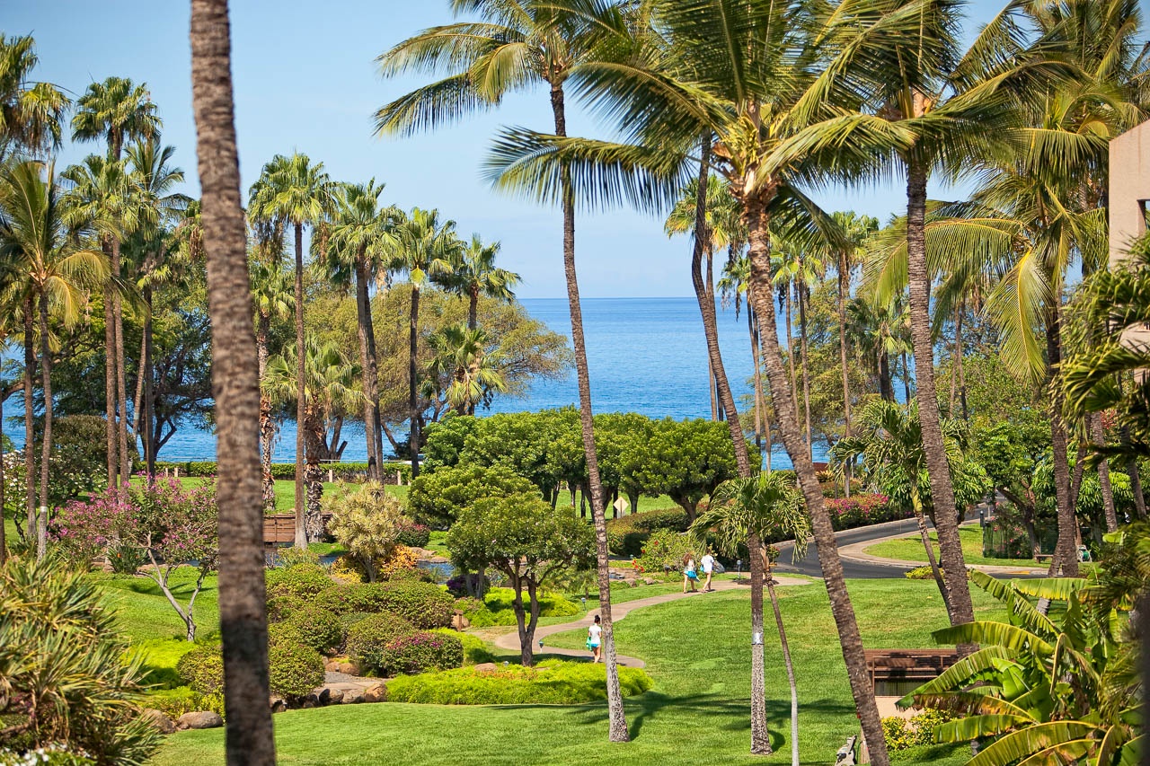 This property's stunning seaside gardens feature lush palms and manicured lawns, with direct views of the sparkling ocean just steps away.