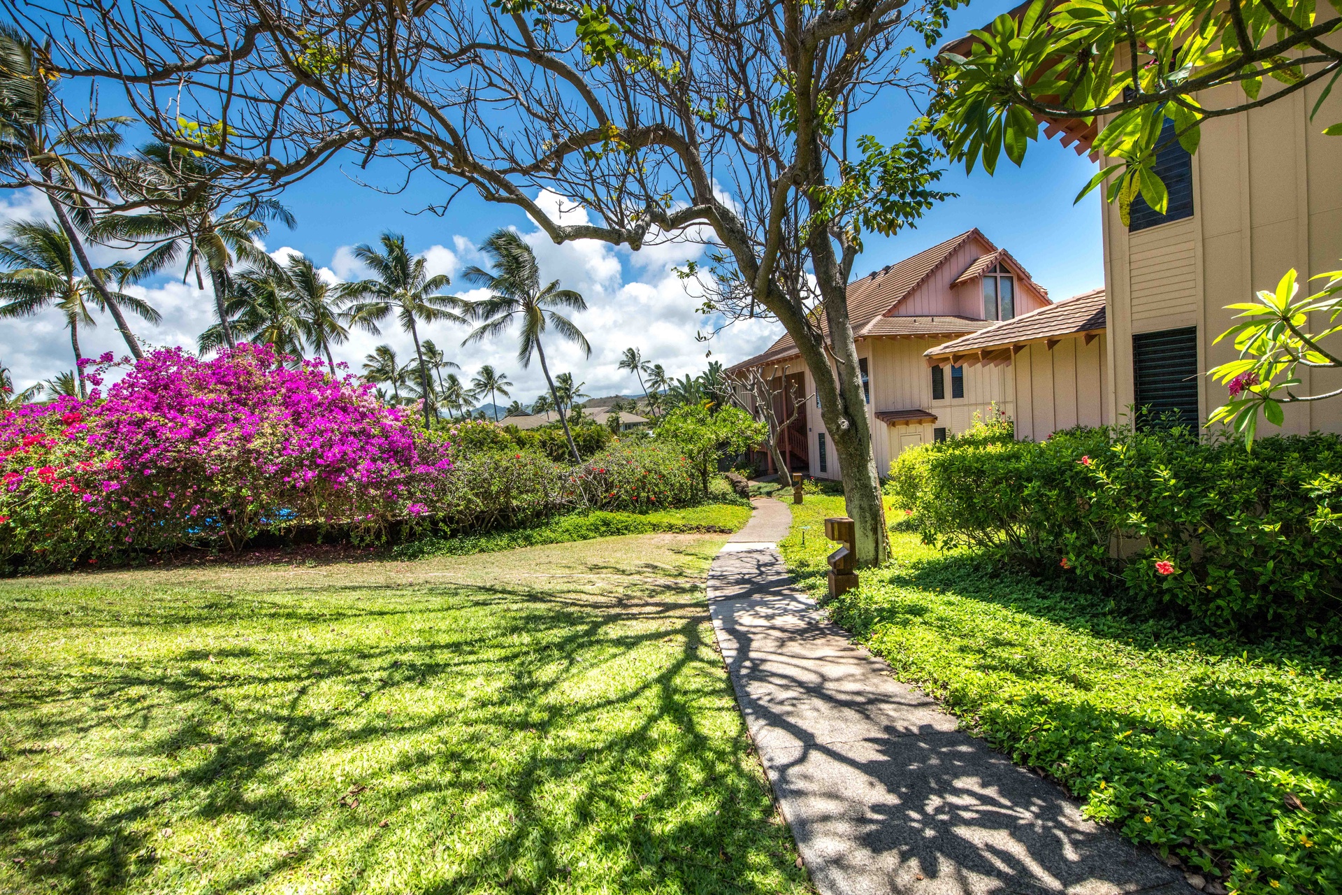 Stroll the lush Poipu Kai greenbelt from your Makanui retreat