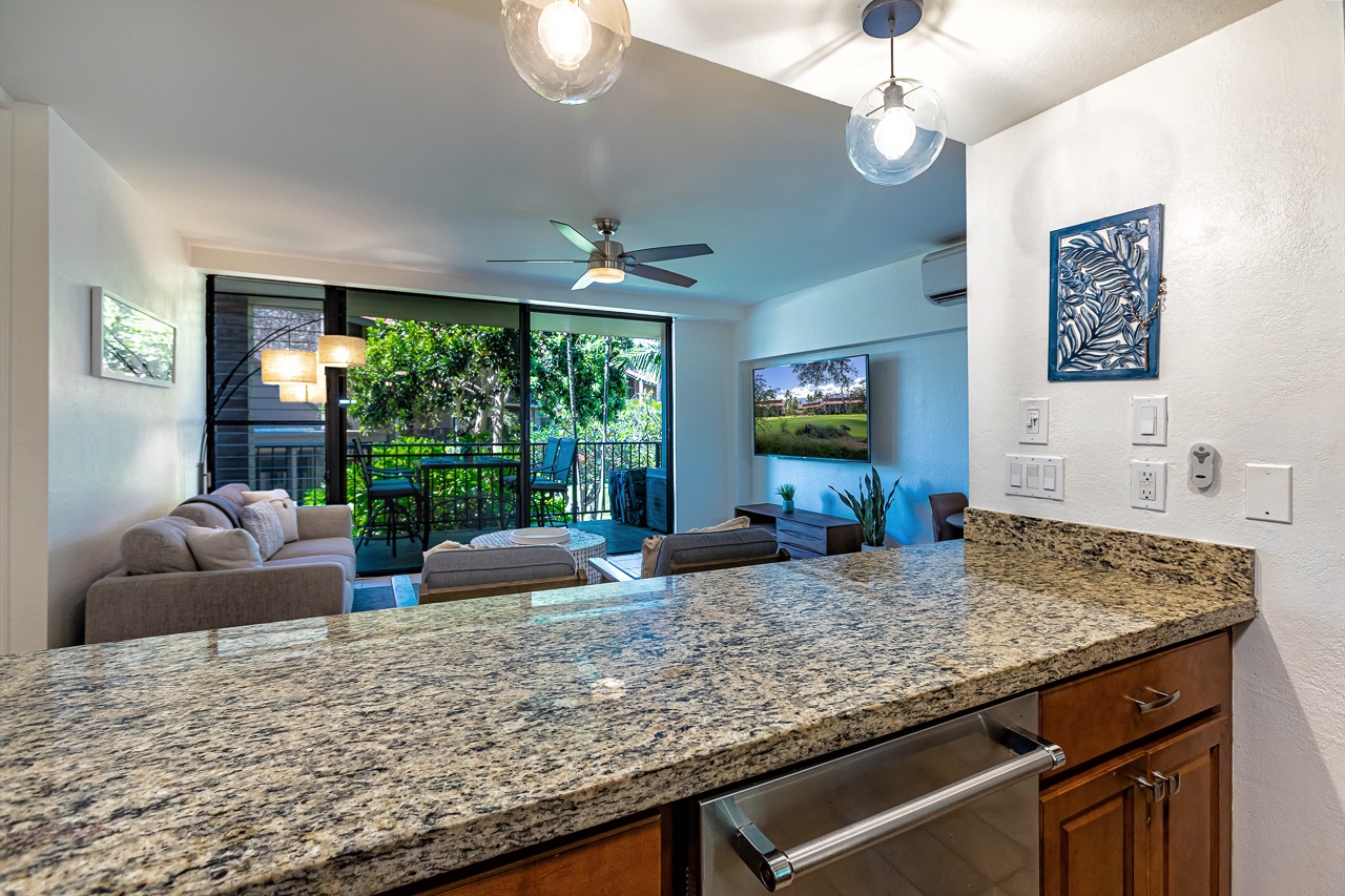You won't feel left out in the kitchen with this tropical view. 