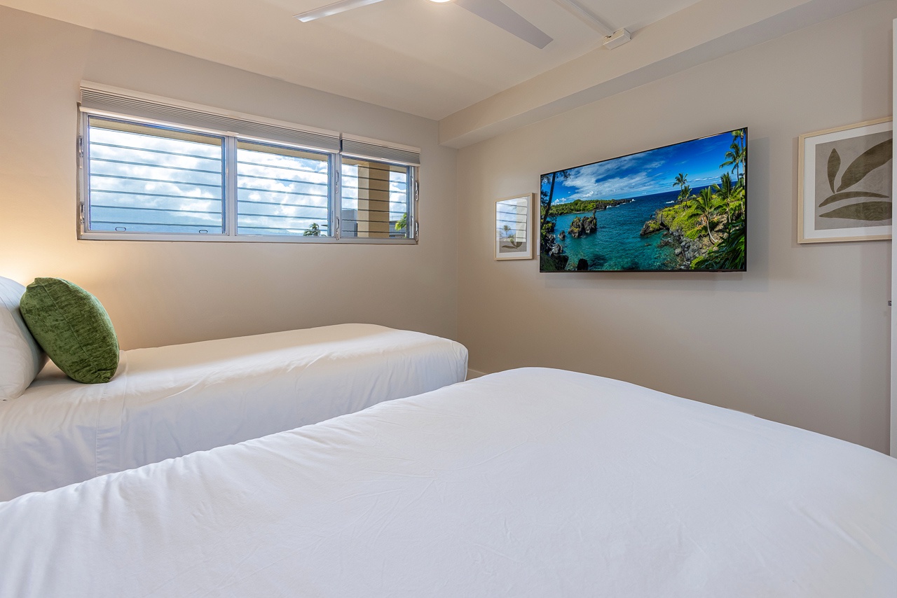 Guest room offers a Smart TV and cozy modern touches