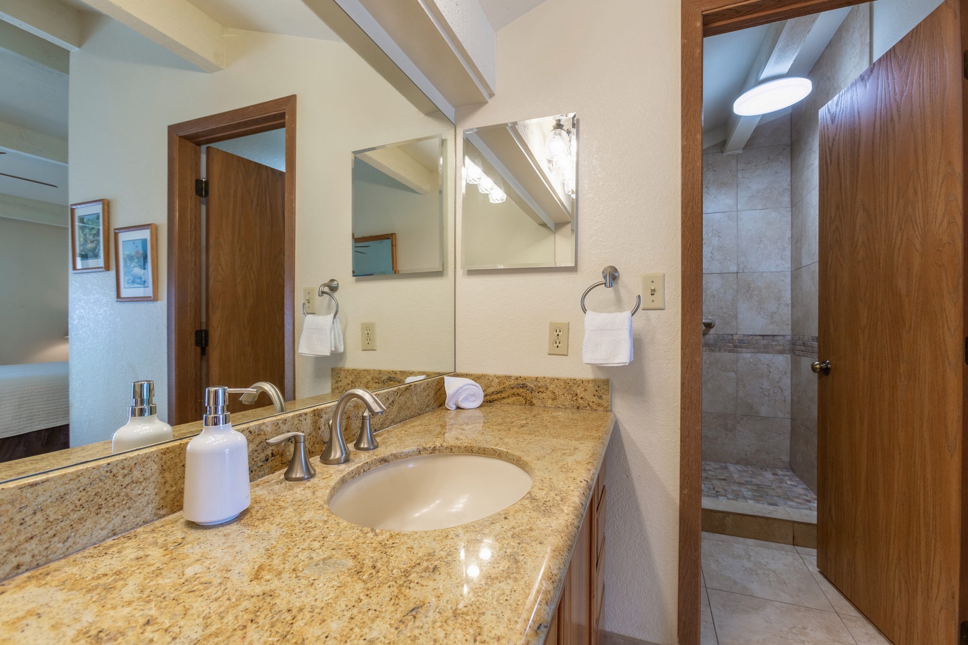 Very spacious bathroom counter space