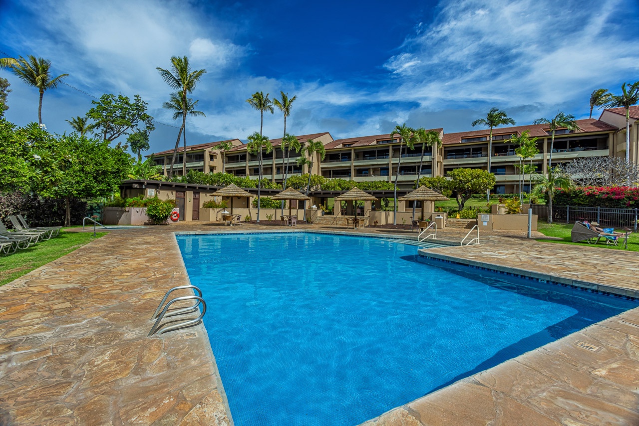 Plenty of loungers and shaded cabanas wait for your leisurely island mornings.