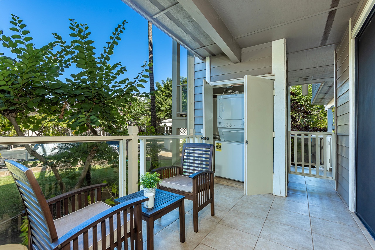 Private washer and dryer makes for easy light packing