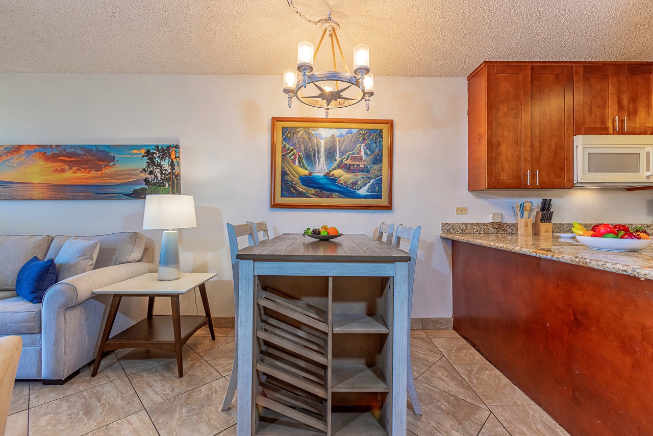 Gather around the table in your open living space, where natural light and wood tones create a welcoming atmosphere perfect for meals and memories together.