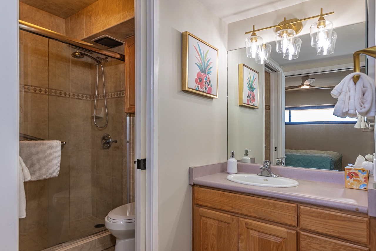 Walk in shower perfect after sandy beach days