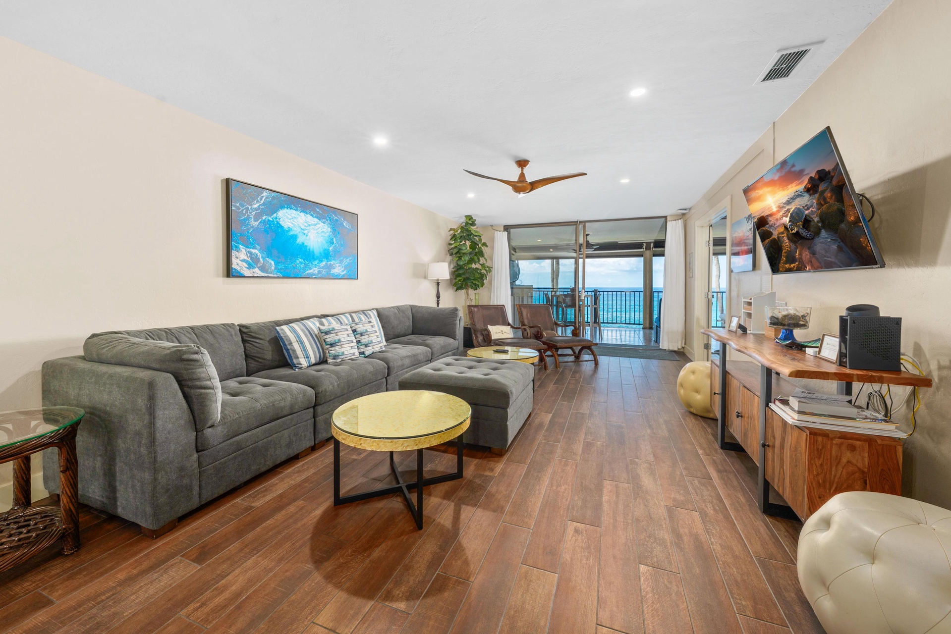 Open layout of living and dining area