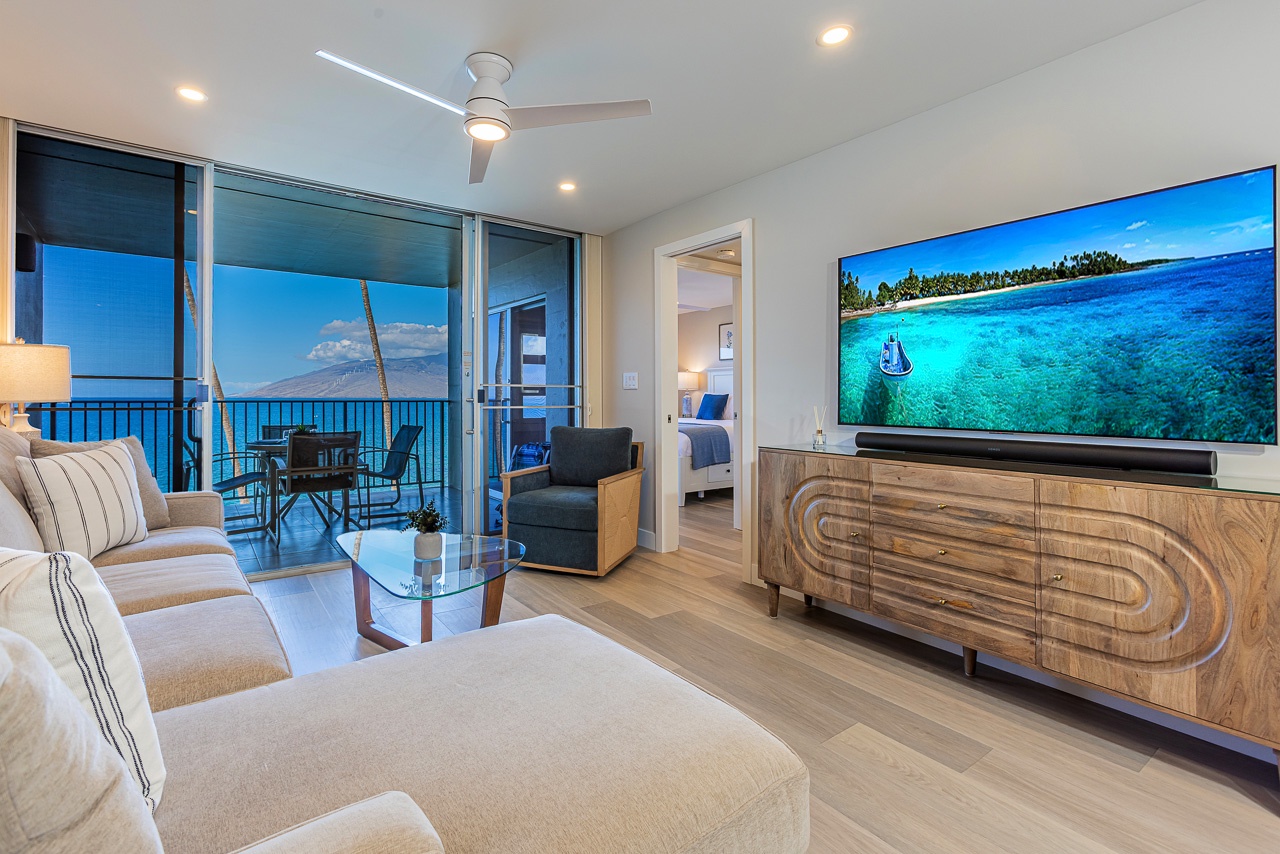 Comfortable seating area with wide ocean views