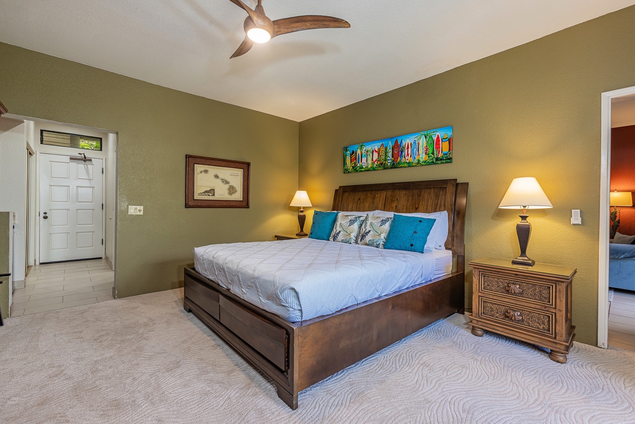 King bed and tropical light make mornings feel easy